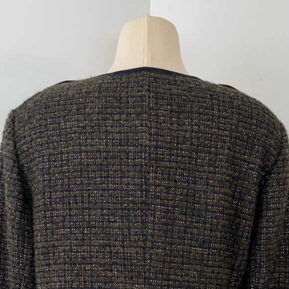Talbots Tweed Open-Front Boxy Blazer Jacket Green/Black 18WP NWT - Picture 8 of 11